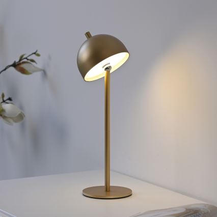 Schöner Wohnen 19244-12 - LED-dimmbar, mit Touch-Dimmer, wiederaufladbare Outdoor-Tischleuchte BELLIS LED/2,5W/5V 2600 mAh IP54, goldfarben