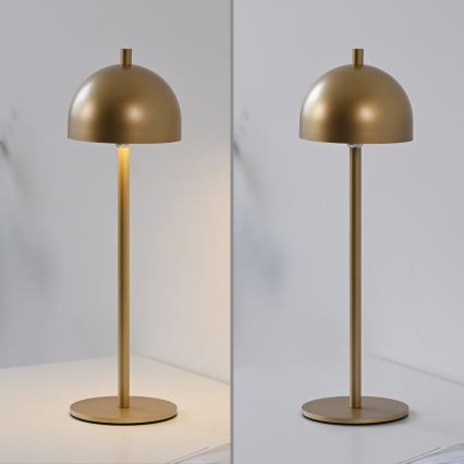 Schöner Wohnen 19244-12 - LED-dimmbar, mit Touch-Dimmer, wiederaufladbare Outdoor-Tischleuchte BELLIS LED/2,5W/5V 2600 mAh IP54, goldfarben