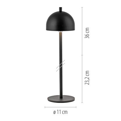 Schöner Wohnen 19244-18 - BELLIS LED-Tischlampe, berührungsdimmbar, wiederaufladbar, für den Außenbereich, LED 2,5 W / 5 V, 2600 mAh, IP54, schwarz