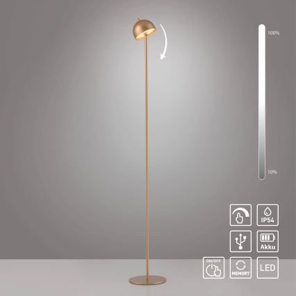 Schöner Wohnen 19245-12 - dimmbare Touch-Akku-Außen-Stehleuchte BELLIS LED/2,5 W/5 V 2600 mAh IP54, gold