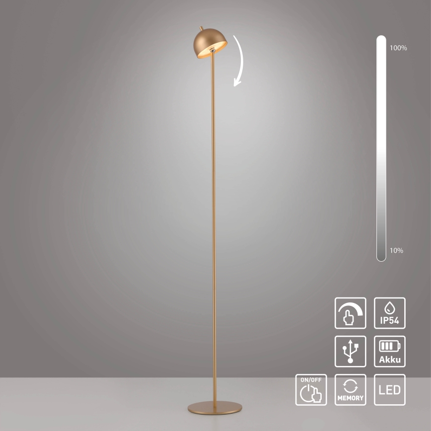 Schöner Wohnen 19245-12 - dimmbare Touch-Akku-Außen-Stehleuchte BELLIS LED/2,5 W/5 V 2600 mAh IP54, gold