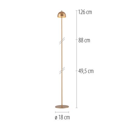 Schöner Wohnen 19245-12 - dimmbare Touch-Akku-Außen-Stehleuchte BELLIS LED/2,5 W/5 V 2600 mAh IP54, gold