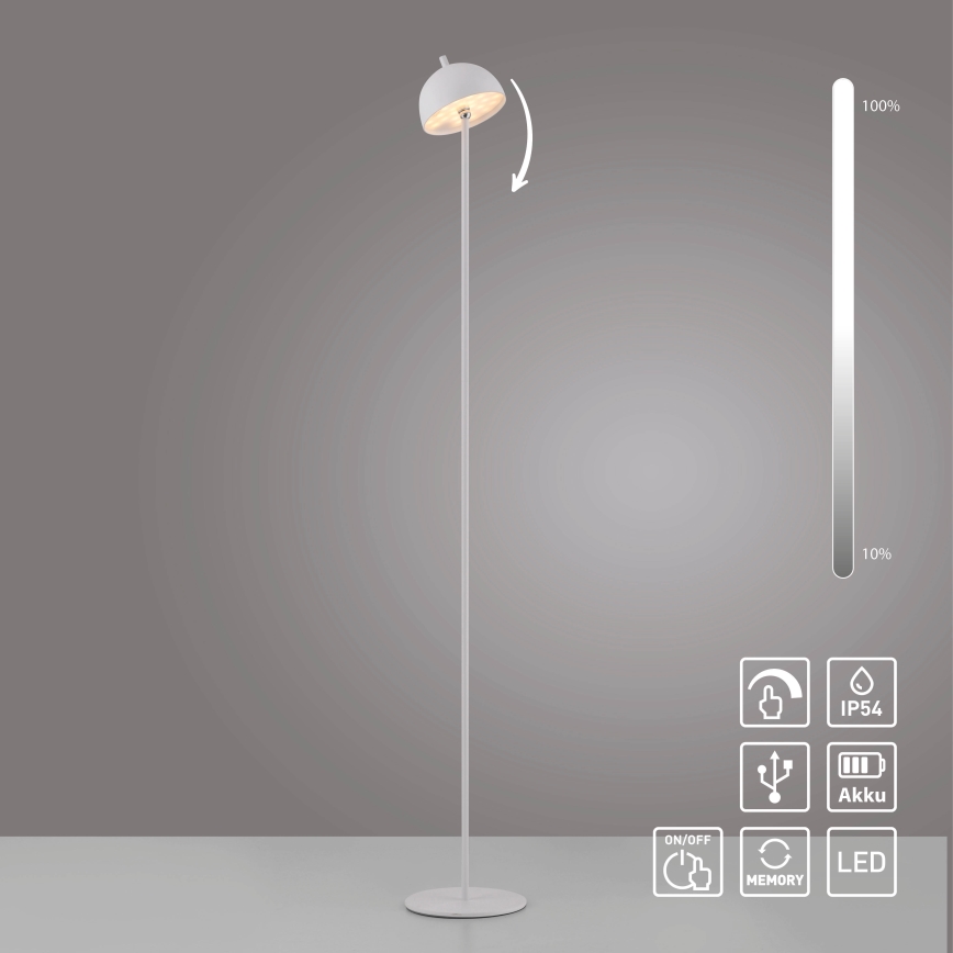 Schöner Wohnen 19245-16 - dimmbare, mit Touch-Bedienung, wiederaufladbare Outdoor-Stehleuchte BELLIS LED/2,5W/5V 2600 mAh IP54 weiß