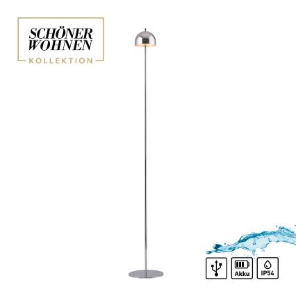 Schöner Wohnen 19245-17 - LED dimmbar mit Touch-Bedienung, wiederaufladbare Außen-Stehleuchte BELLIS LED/2,5W/5V 2600 mAh IP54 glänzender Chrom