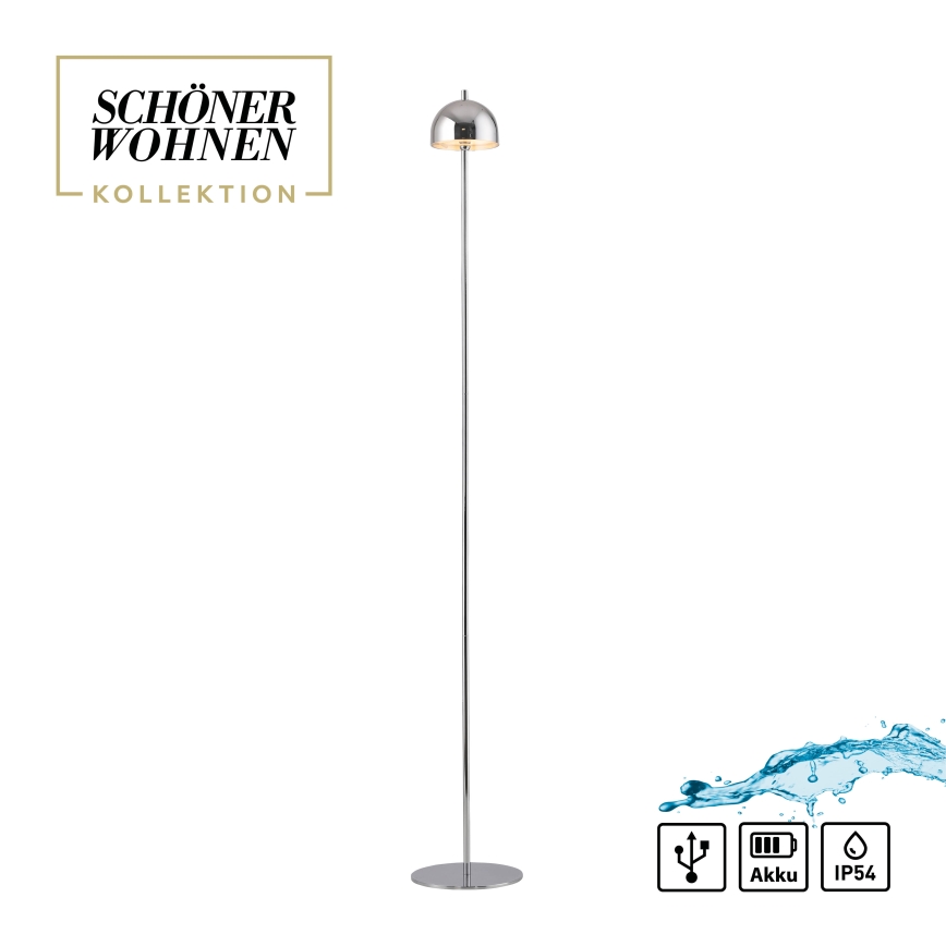 Schöner Wohnen 19245-17 - LED dimmbar mit Touch-Bedienung, wiederaufladbare Außen-Stehleuchte BELLIS LED/2,5W/5V 2600 mAh IP54 glänzender Chrom