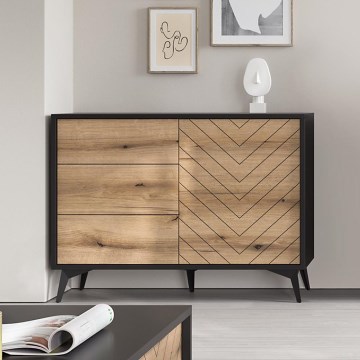 Schrank DIAMOND 77x104 cm schwarz / Eiche Evoke