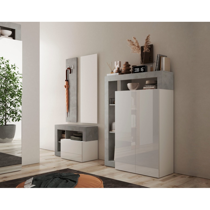 Schrank LENOR weiß/grau Betonoptik