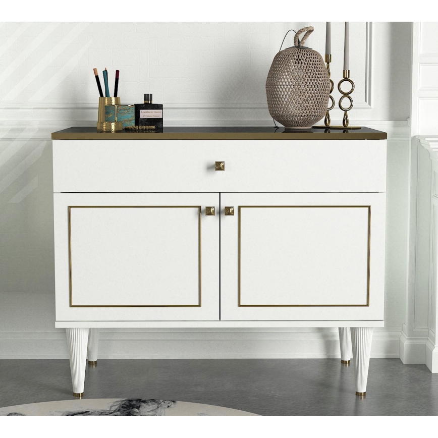 Schrank RAVENNA 76x90 cm weiß/gold
