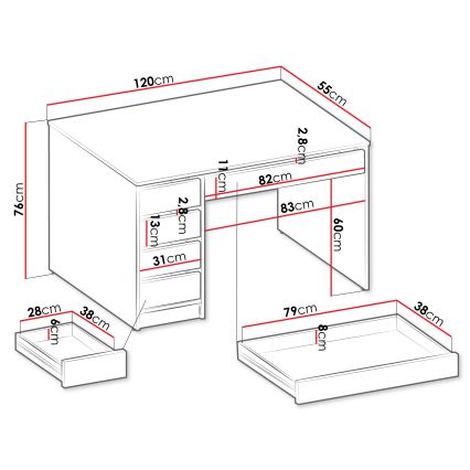 Schreibtisch ADA 76x120 cm Artisan-Eiche