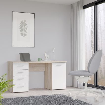 Schreibtisch ARENO, weiß/Sonoma-Eiche