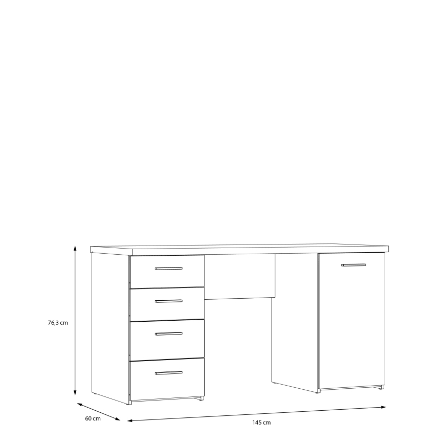 Schreibtisch ARENO, weiß/Sonoma-Eiche
