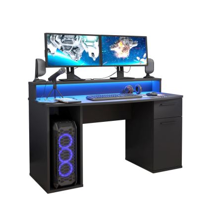 Schreibtisch mit Beleuchtung IVAR, schwarz