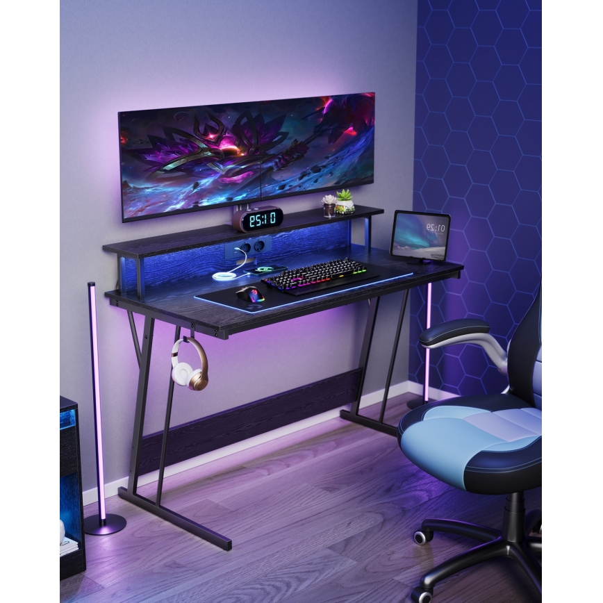 Schreibtisch mit integrierter Beleuchtung SOLEA-X schwarz