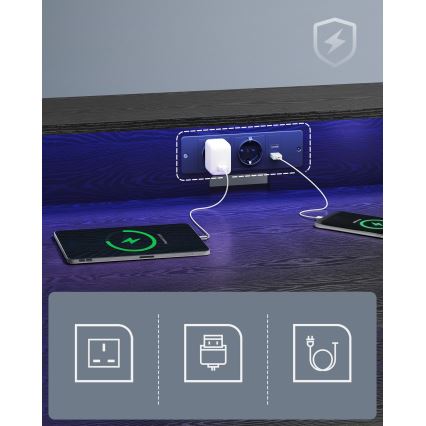 Schreibtisch mit integrierter Beleuchtung SOLEA-X schwarz