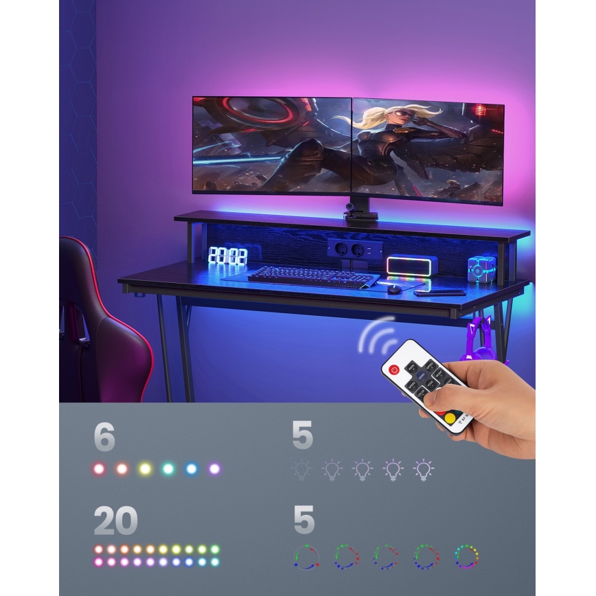 Schreibtisch mit integrierter Beleuchtung SOLEA-X schwarz