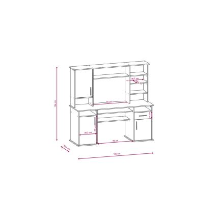 Schreibtisch mit Regal ELIAN 160×53 cm Sonoma-Eiche, grau/weiß