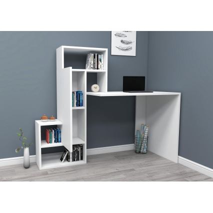 Schreibtisch mit Regal IRMAK 119x138,6 cm weiß