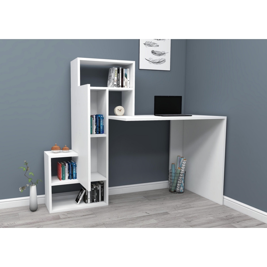 Schreibtisch mit Regal IRMAK 119x138,6 cm weiß