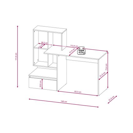 Schreibtisch mit Regal MARLO Artisan-Eiche/Anthrazit