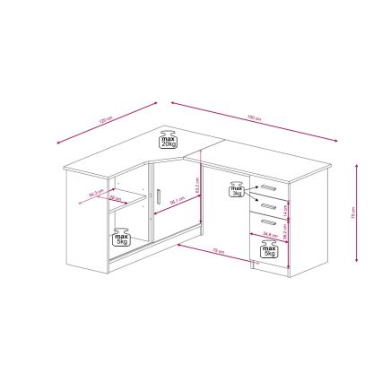Schreibtisch mit Regal und Schubladen ROBERTO, links, Artisan-Eiche/Weiß