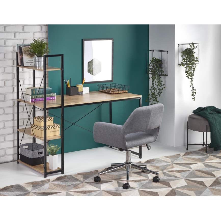 Schreibtisch SERENOR Schwarz/Sonoma-Eiche