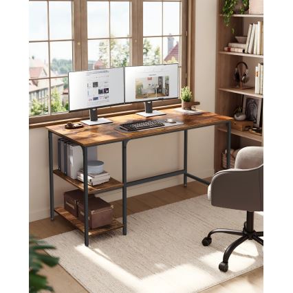 Schreibtisch SOLEA 140 x 60 cm braun/schwarz