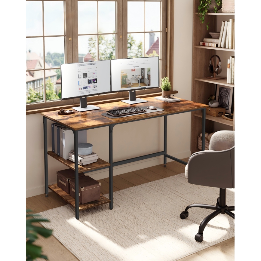Schreibtisch SOLEA 140 x 60 cm braun/schwarz