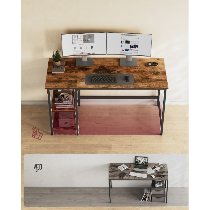 Schreibtisch SOLEA 140 x 60 cm braun/schwarz