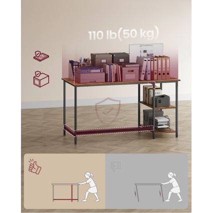 Schreibtisch SOLEA 140 x 60 cm braun/schwarz