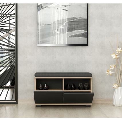 Schuhschrank DRAGO 42x80 cm schwarz/Nussbaum