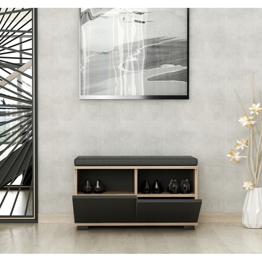 Schuhschrank DRAGO 42x80 cm schwarz/Nussbaum