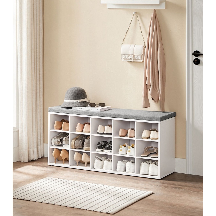 Schuhschrank VOREN 105x48x30 cm weiß/grau