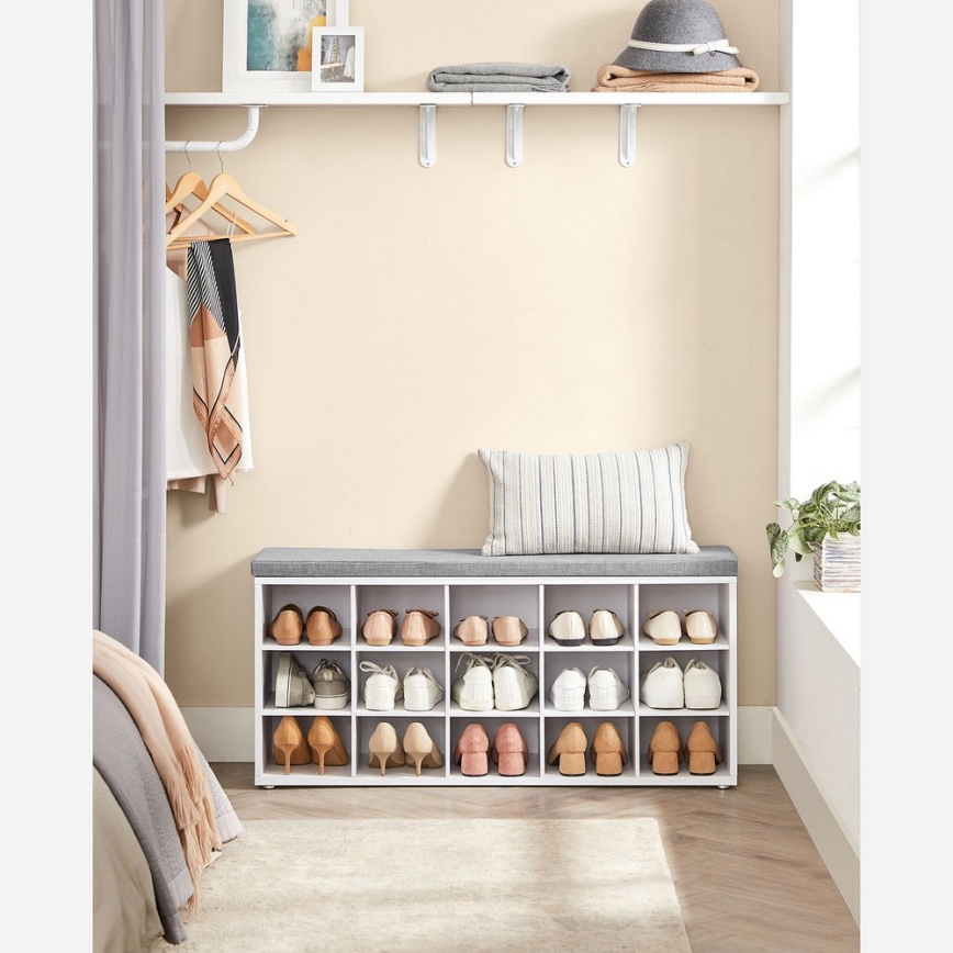 Schuhschrank VOREN 105x48x30 cm weiß/grau