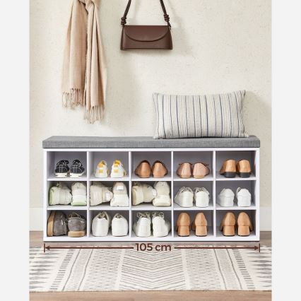 Schuhschrank VOREN 105x48x30 cm weiß/grau
