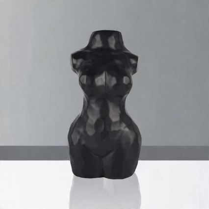 Schwarze Keramikvase, 30 cm