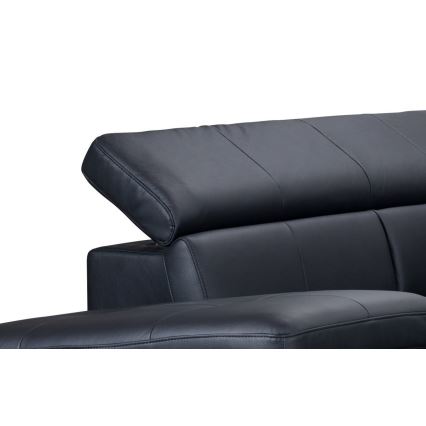 Ausziehbare Eckledercouch in L-Form SALERNO II links, schwarz