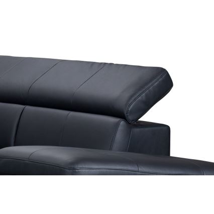 Ausziehbare Eckledergarnitur in L-Form SALERNO II, rechts, schwarz