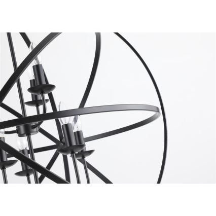 Searchlight - Kronleuchter an Kette ORBIT 8xE14/60W/230V schwarz