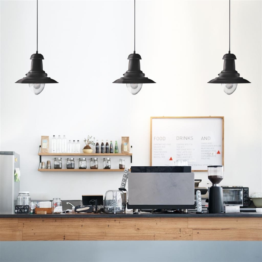 Searchlight - Pendelleuchte an Kabel FISHERMAN 1xE27/60W/230V schwarz