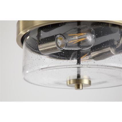 Searchlight - Badezimmer-Deckenleuchte PRESTON, 2x E27/60W, 230V, IP44, Ø 33 cm, Messing