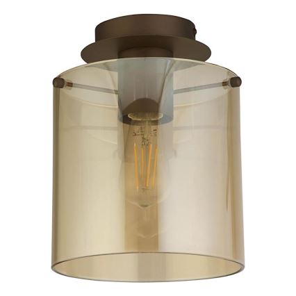 Searchlight - Deckenleuchte SWEDEN 1xE27/60W/230V Ø 22 cm braun/rauchglas