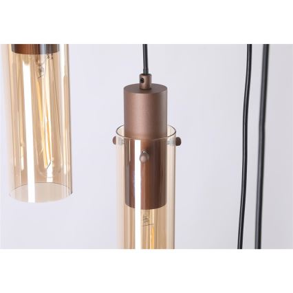 Searchlight - Hängeleuchte an Kabel SWEDEN 8xE27/60W/230V braun/rauchfarben