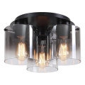 Searchlight - Deckenleuchte SWEDEN 3xE27/60W/230V Ø 39 cm schwarz/rauchfarben