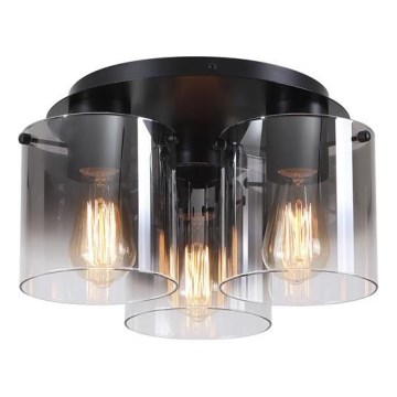 Searchlight - Deckenleuchte SWEDEN 3xE27/60W/230V Ø 39 cm schwarz/rauchfarben