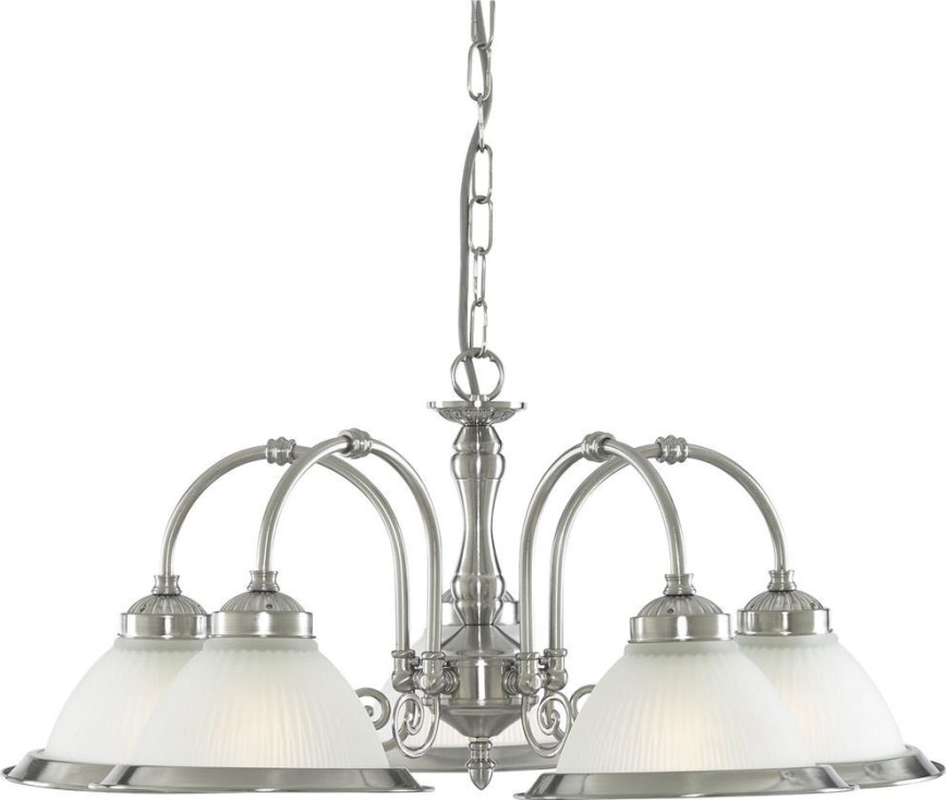 Searchlight - Hängeleuchte an Kette AMERICAN DINER 5xE14/60W/230V glänzendes Chrom