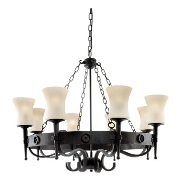 Searchlight - Ketten-Kronleuchter CARTWHEEL 8xE27/60W/230V schwarz