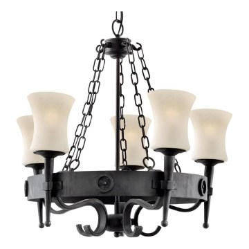 Searchlight - Kronleuchter an Kette CARTWHEEL 5xE27/60W/230V schwarz