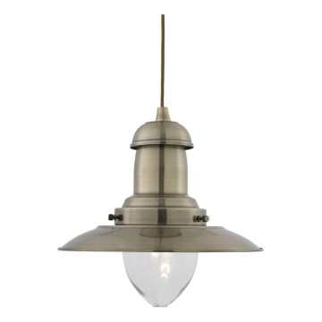 Searchlight - Pendelleuchte am Stahlseil FISHERMAN 1xE27/60W/230V Messing