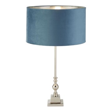 Searchlight - Tischleuchte WHITBY 1xE27/10W/230V blau/glänzendes Chrom