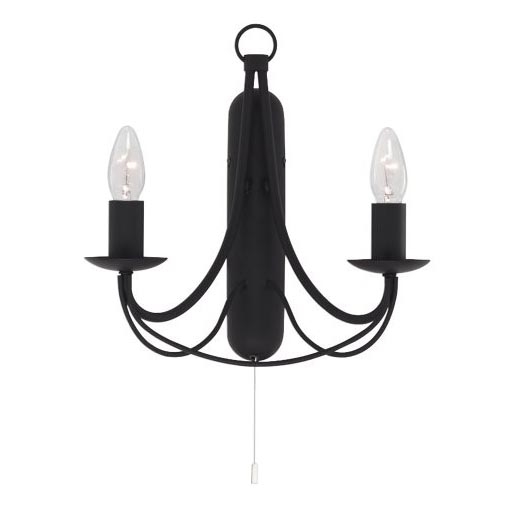 Searchlight - Wandleuchte MAYPOLE 2xE14/60W/230V schwarz